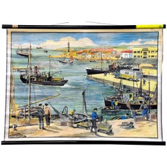 Double-Sided Cottagecore Wall Chart Fishing Harbour Goods Railway Station 