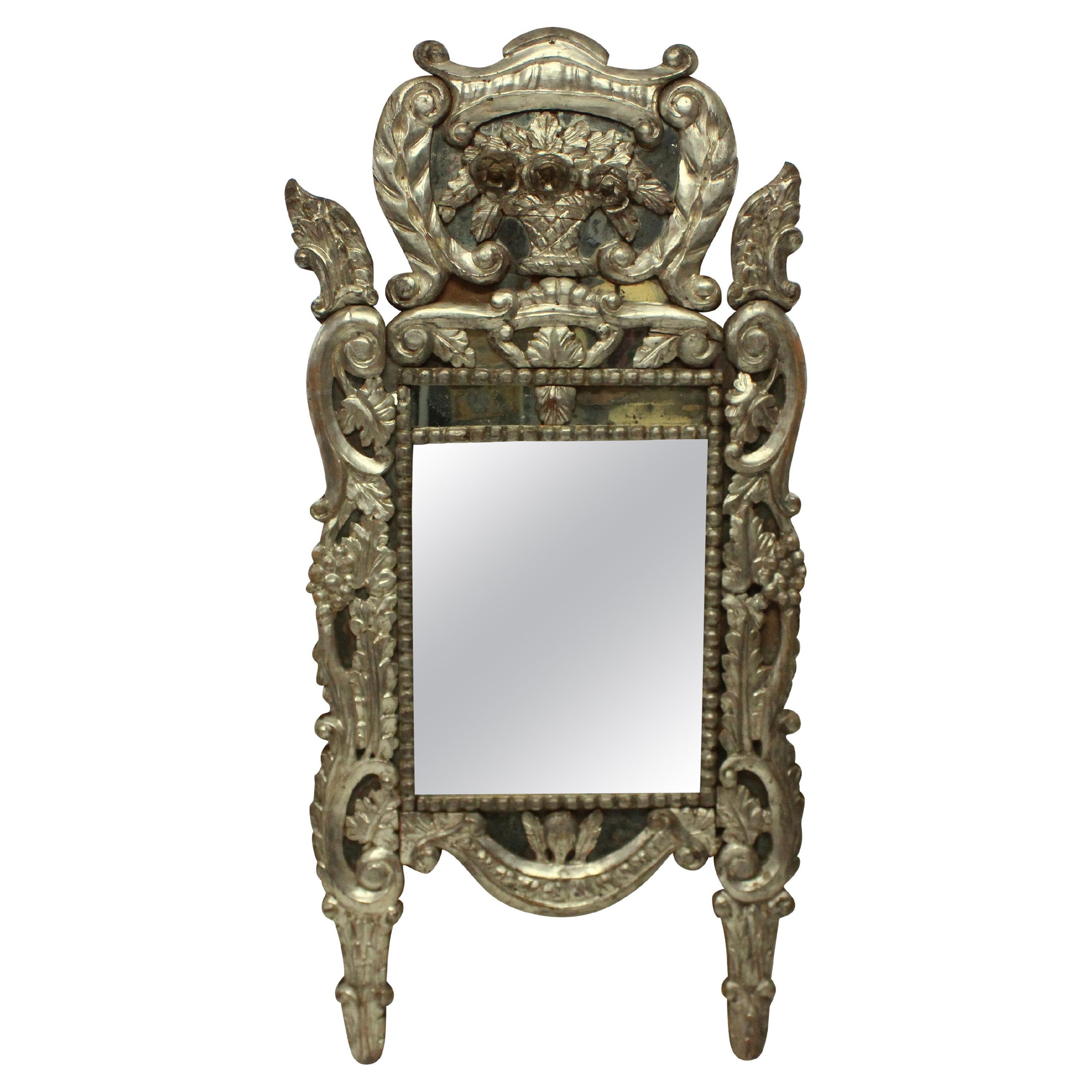 18th Century Venetian Mirror in Silver Leaf
