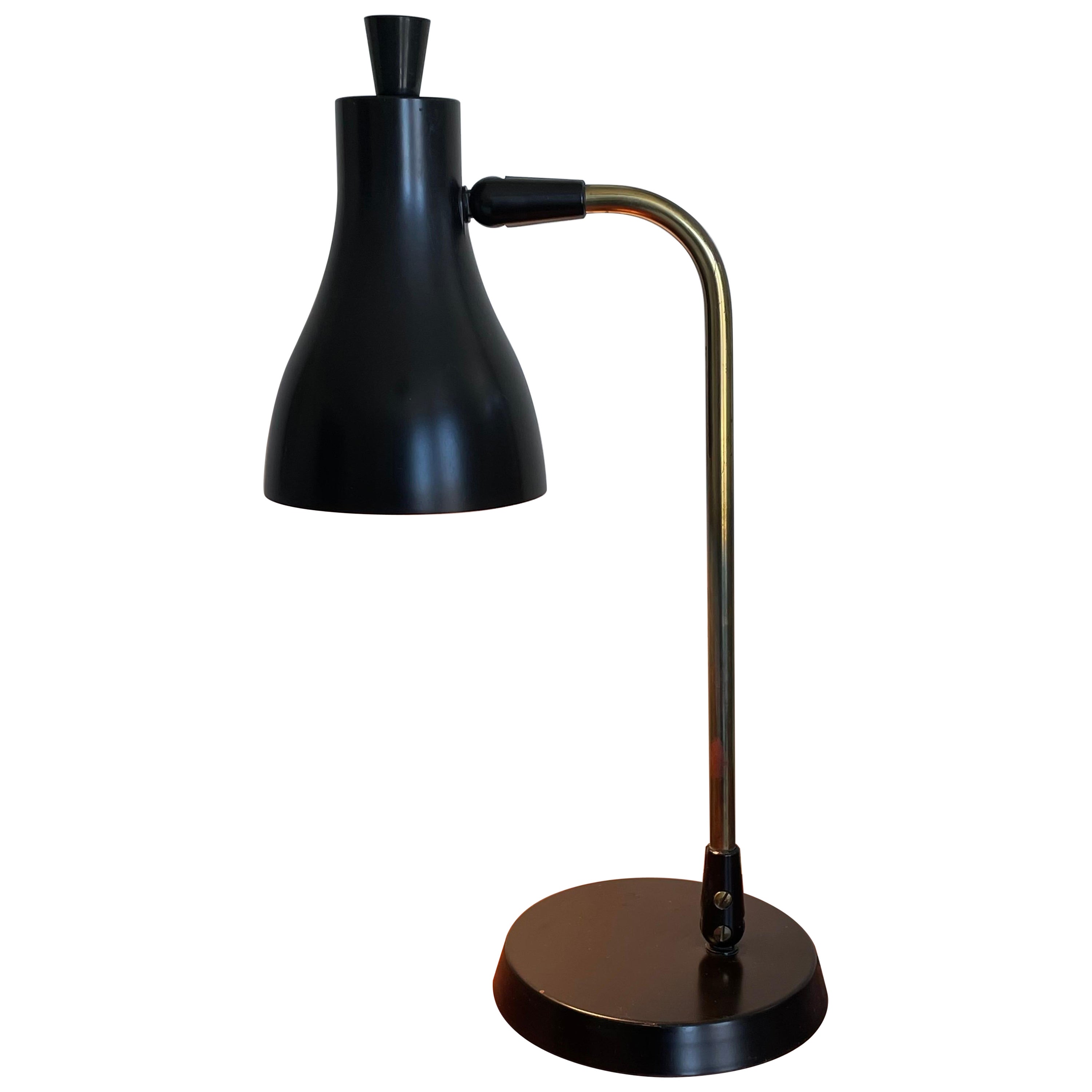 Lampe de bureau noire articulée moderne du milieu du siècle dernier dans le style de Gerald Thurston