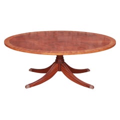 Vintage Ethan Allen Regency Banded Mahogany Pedestal Coffee Table