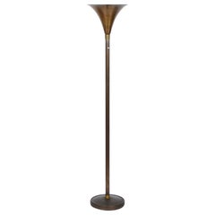 Art Deco Bronzed Metal and Brass Italian Floor Lamp after Pietro Chiesa, 1940s