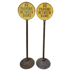 Pair of Steel & Cast Iron “No Parking” Signs, Lyle Signs Minneapolis, 1930's