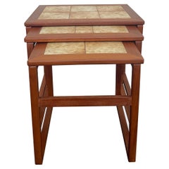 Danish Nesting Tables with Ceramic Tile Top
