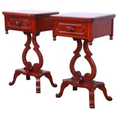 Vintage Lillian Russell Collection Victorian Cherry Nightstands by Davis Cabinet Co.