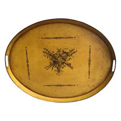 French Painted Mustard and Black Tole Tray