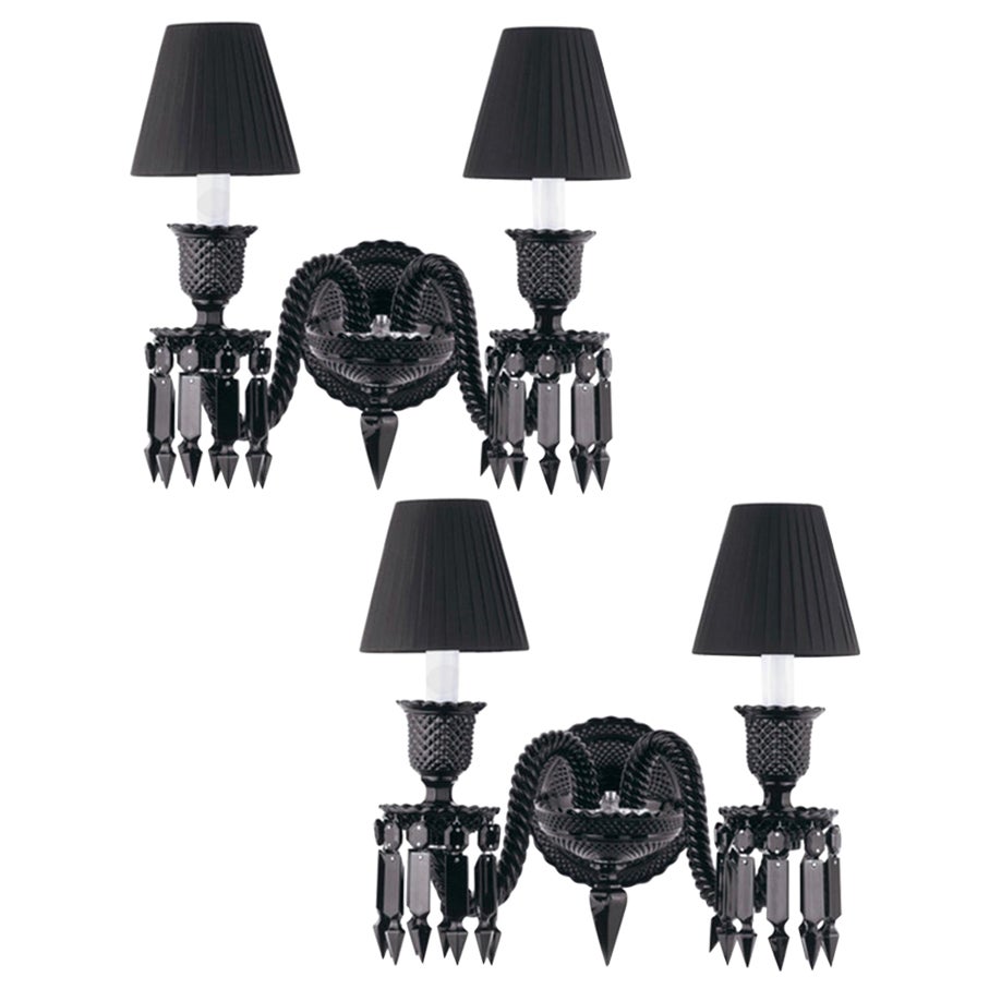Pair Baccarat Black Crystal Wall Lights Designed by Philippe Starck