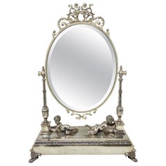 Antique French Silvered Bronze Dressing Mirror, circa 1880