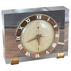 Retro Solid Lucite & Brass Electric Desk / Mantel Clock by Telechron