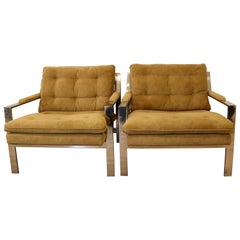 Pair of Chrome Cy Mann Arm Lounge Chairs Modern Contemporary