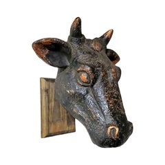 Vintage French Butcher Cow Head Sculpture