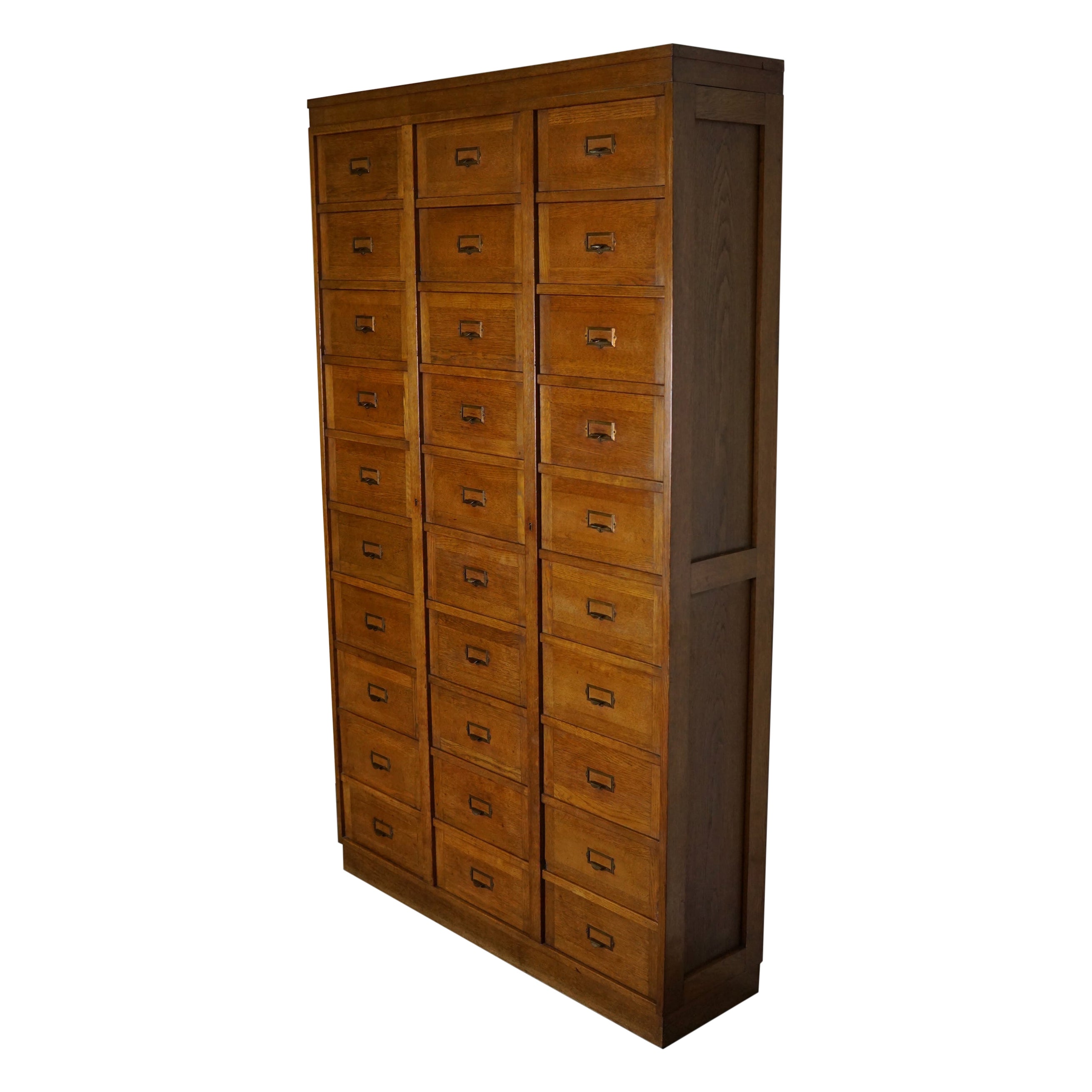 Dutch Oak Apothecary / Filing Cabinet Folding Doors, 1930s For Sale