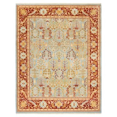 One-of-a-kind Hand Made Contemporary Eclectic Light Blue Area Rug