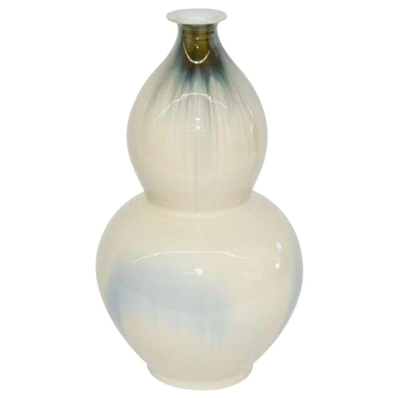 Reaction Glazed Porcelain Gourd Vase, Large For Sale