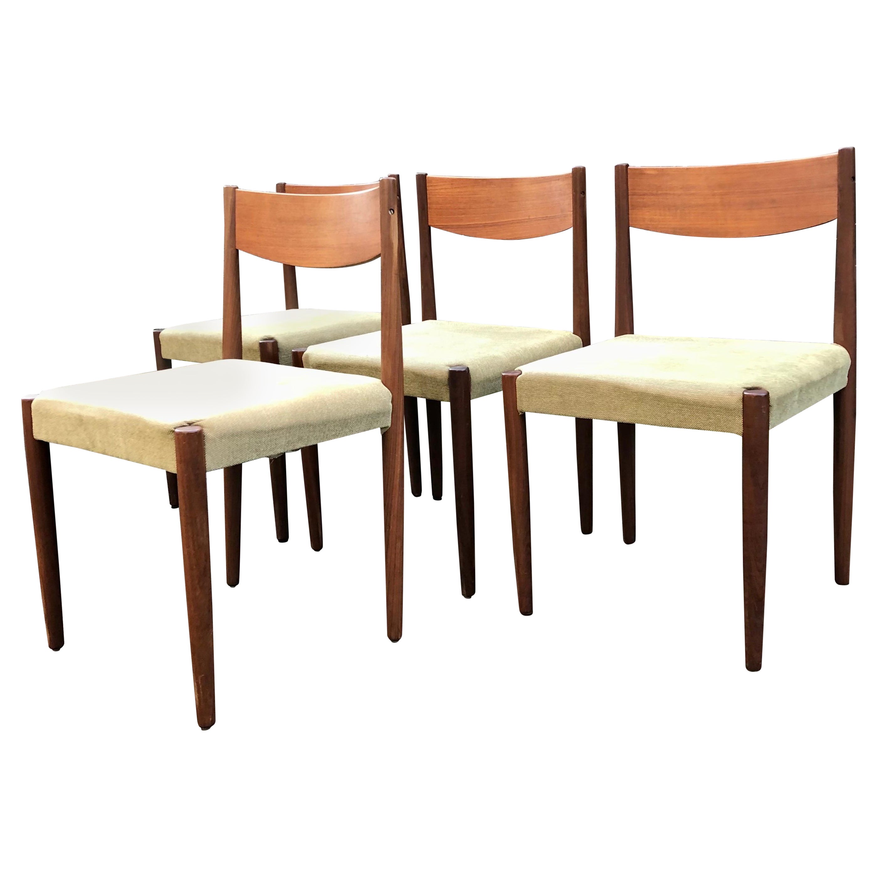 Ensemble de chaises de salle à manger en teck de style danois moderne vintage par Poul Volther