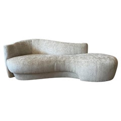 Postmodern Weiman Curved Right Arm Sofa Chaise Serpentine Attributed to Kagan