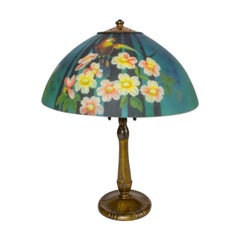 Handel Table Lamp with Reverse Painted Teal Parrot Shade