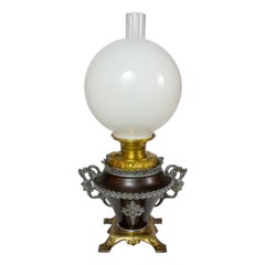 Used Bradley and Hubbard Oil Lamp with White Shade