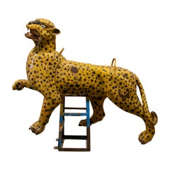 Spanische große Eisen-Tiger-Skulptur mit Originalfarbe, 1970er Jahre