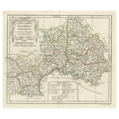 Beautiful Antique Map of Southeastern France with Decorative Cartouche, ca.1790