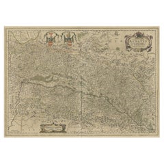 Map of the Alsace, France Incl the Rhine from Phillipsburg to South Basle, c1650