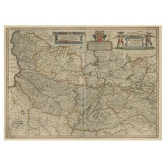 Carte ancienne d'origine détaillée de la région de Picardy en France, 1657