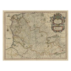 Original Hand-Colored Used Map of Artois or Artesia, France, ca.1650