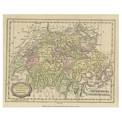 Small Original Antique Map of Switzerland and Surroundings, 1807