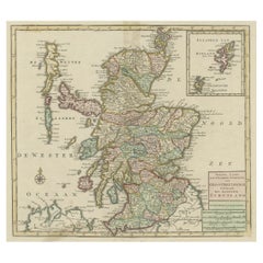 Original Antique Map of Scotland & The Orkney and Shetland islands, c1750