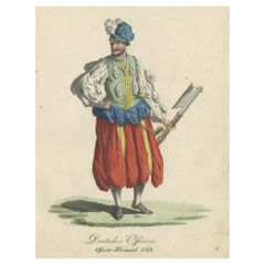 Antique Original Print of the Costume of a German Officer in 1588, Published in 1805