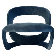 Contemporary Armchair by Hessentia in Blue Velvet