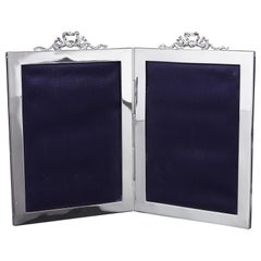 Antique Silver Double Folding Photograph Frame