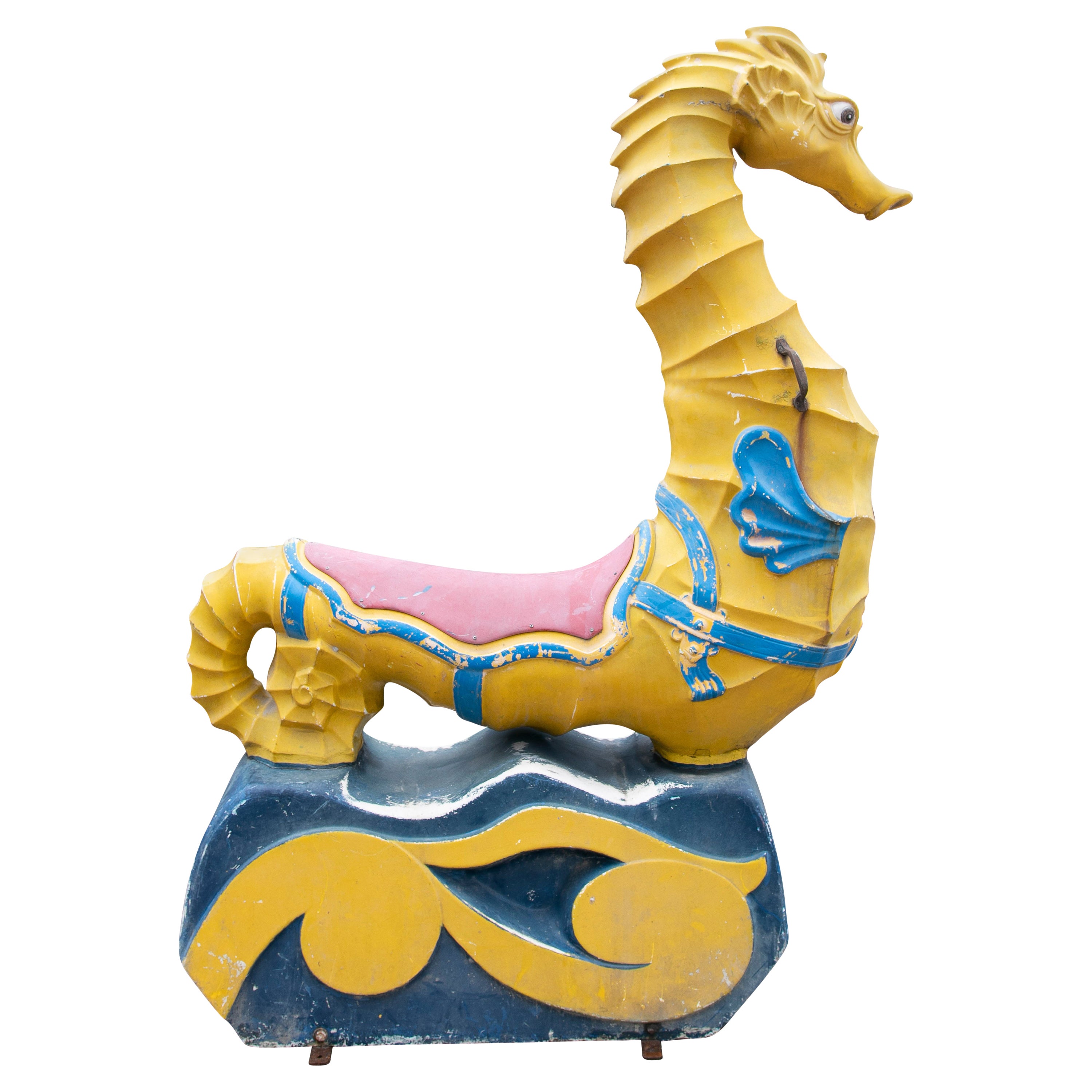 1970s Spanish Large Resin Seahorse Carousel Sculpture W/ Original Paint