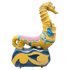 Vintage 1970s Spanish Large Resin Seahorse Carousel Sculpture W/ Original Paint