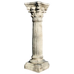 Weathered Cast Stone Classical Corinthian Column Pedestal