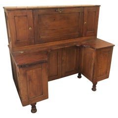 Vintage Character Rich Old Pine Desk & Cupboard