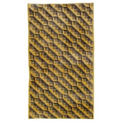 Vintage Mid-Century Art Deco Zeki Muren/Bauhaus Style Yellow and Black Wool Rug