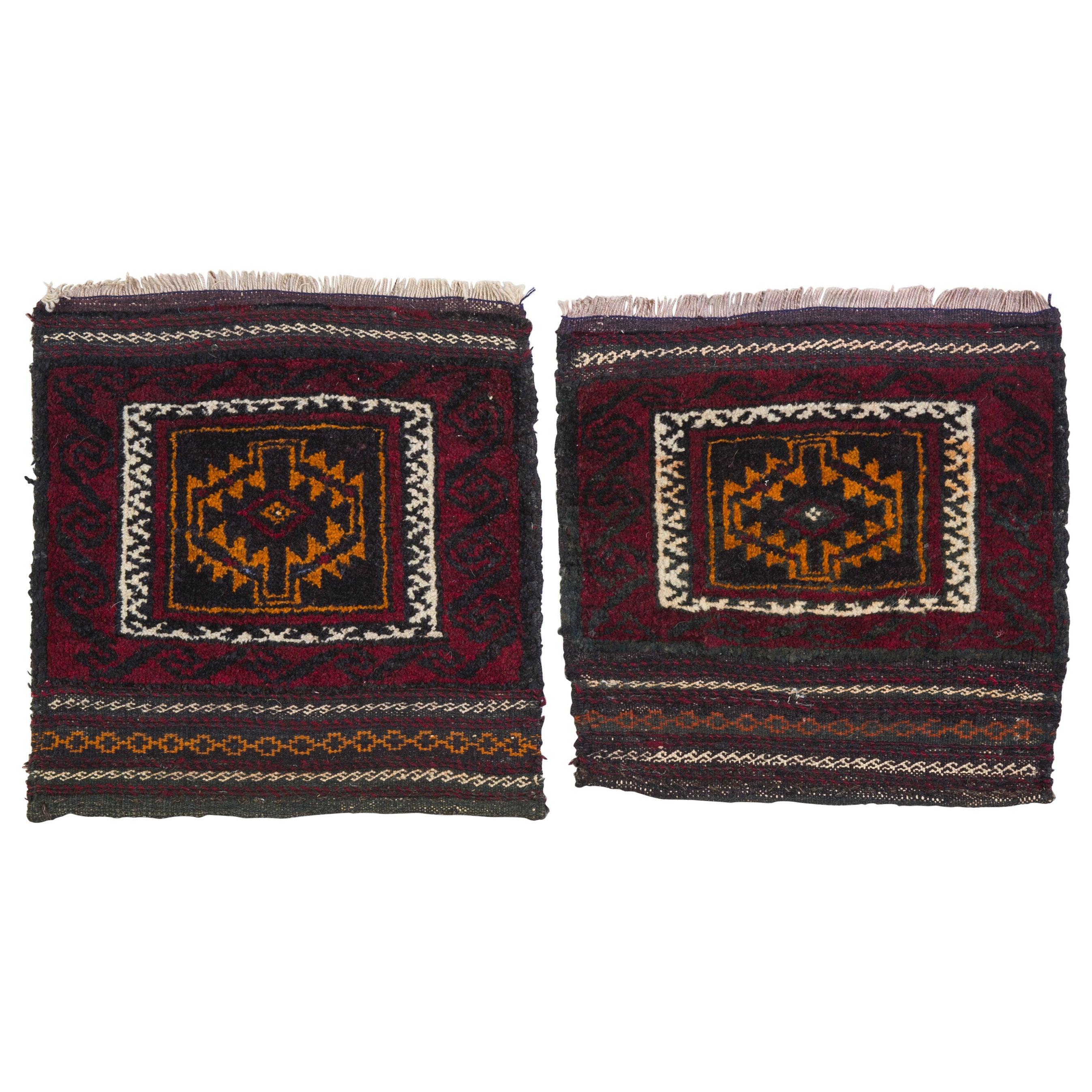 Pair Little Old Balucestan Carpets also for Pillows For Sale