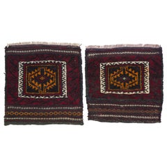 Vintage Pair Little Old Balucestan Carpets also for Pillows