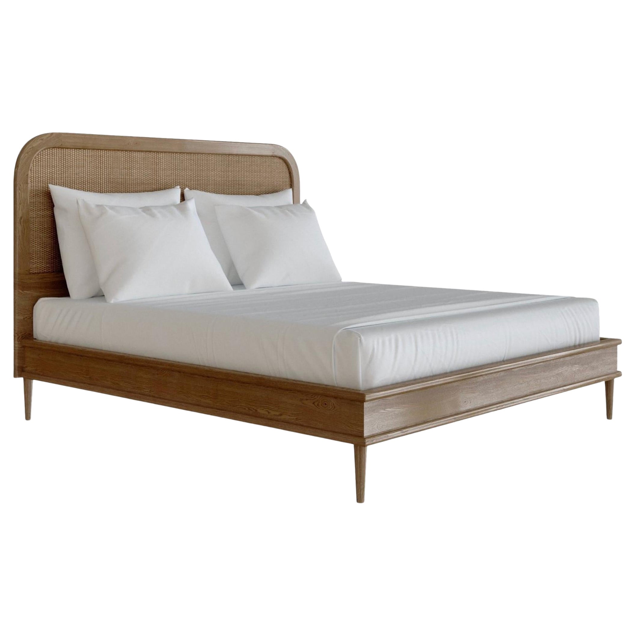 The Walford Bed by Lind + Almond in Rattan & Natural Oak (USA California King)