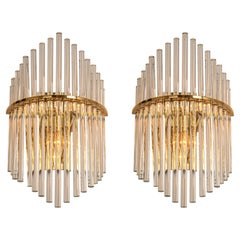 1 of 3 Pairs of Wonderful Crystal Rod Sconces by Christoph Palme, Germany, 1970s
