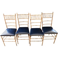 Set of Four Faux Bamboo Iron Chairs