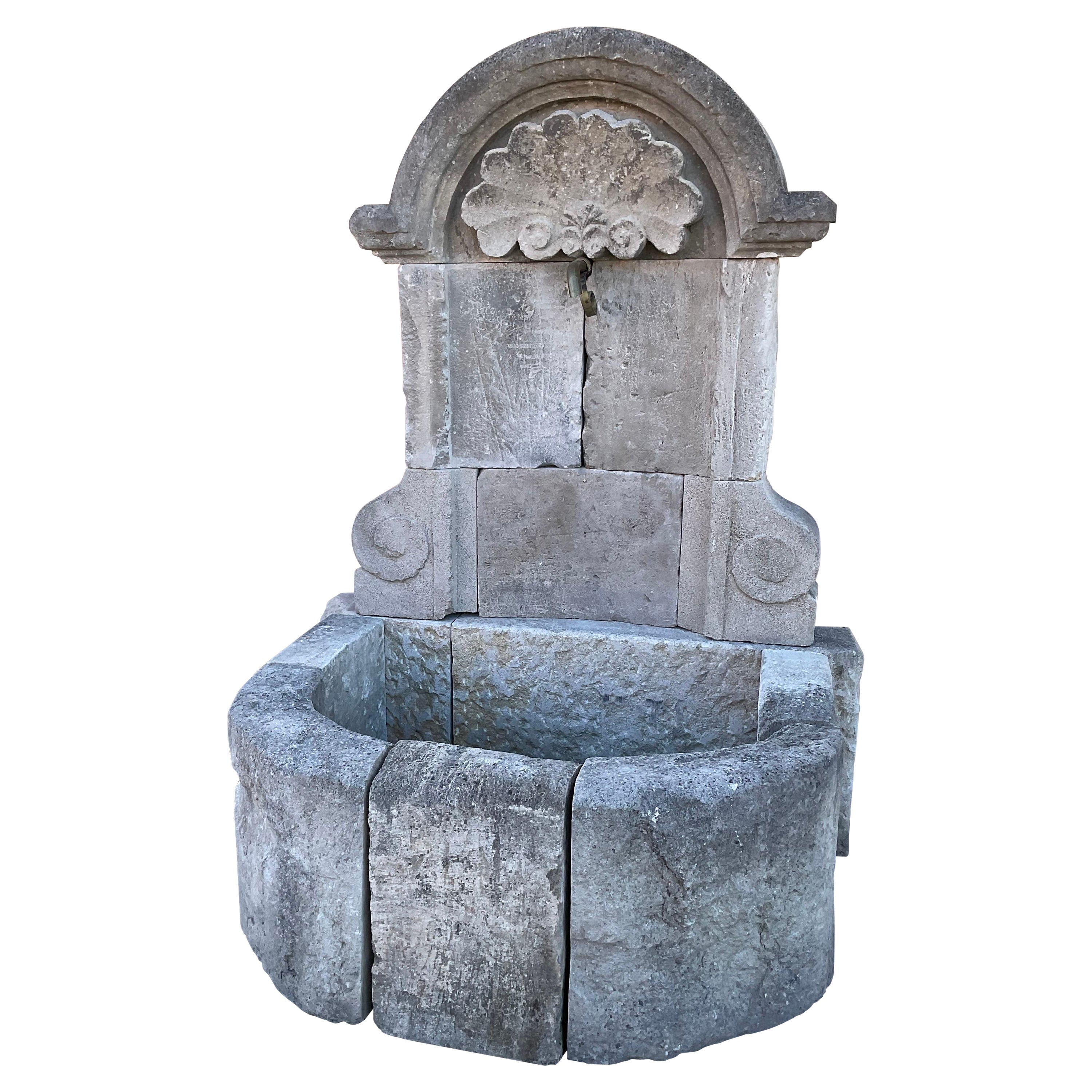 Late 19th Century French Limestone Wall Fountain