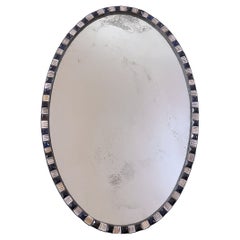 Antique 18th Century Irish Waterford Blue and White Mirror with Applied Gilding