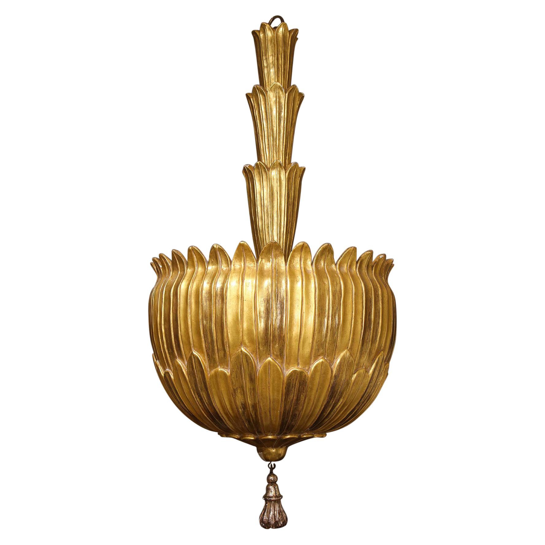 Bespoke Giltwood Hand-Carved Fixture For Sale