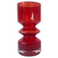 Mid Century Red Finnish Glass Vase by Tamara Aladin for Riihimaen Lasi