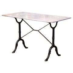 Early 20th Century French Marble Top Polished Iron Bistrot Table
