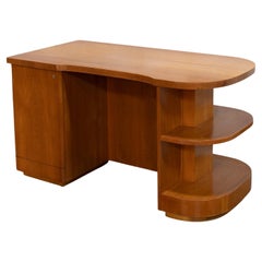 Art Moderne Curved Desk With Open Shelving