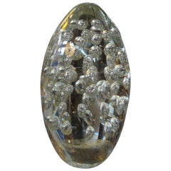 Large Italian Glass Egg with Controlled Bubbles Attributed to Barbini