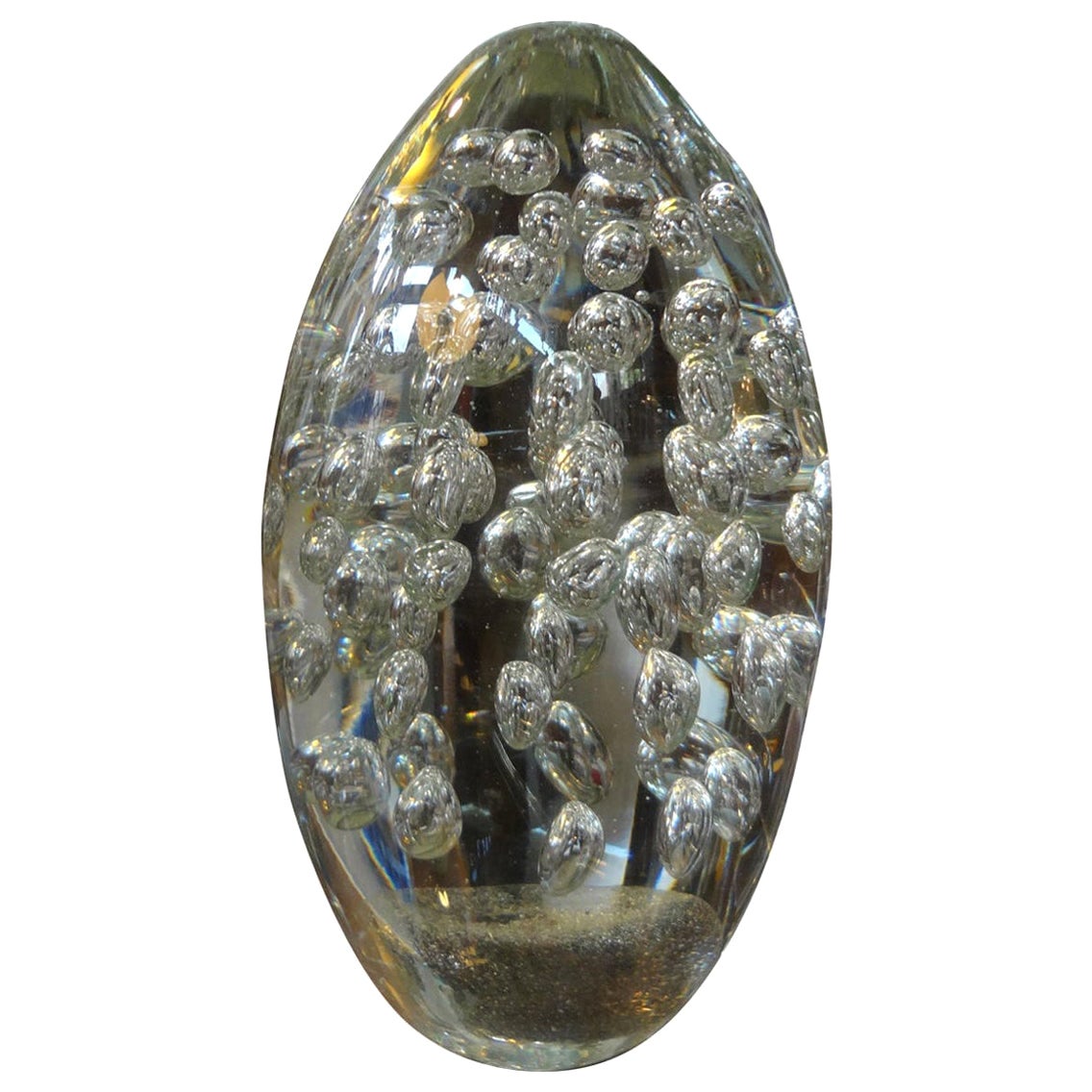 Large Italian Glass Egg with Controlled Bubbles Attributed to Barbini For Sale