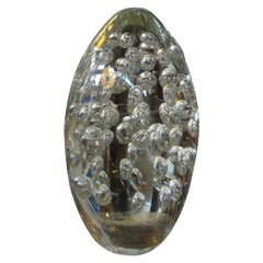 Large Italian Glass Egg with Controlled Bubbles Attributed to Barbini